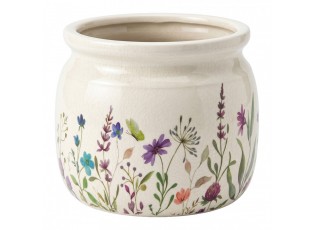 Keramický obal na květináč s lučními květy Rustic Flora L - Ø 20*15 cm