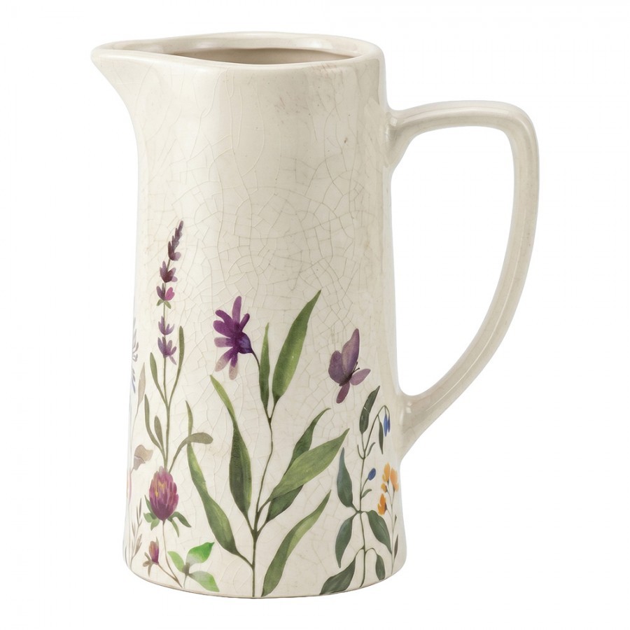 Dekorativní keramický džbán s lučními květy Rustic Flora - 21*14*26 cm