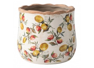 Keramický obal na květináč s citróny Lemon Grove L - Ø 18*16 cm
