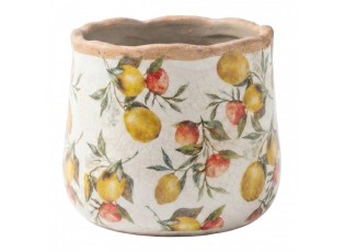 Keramický obal na květináč s citróny Lemon Grove S - Ø 11*10 cm