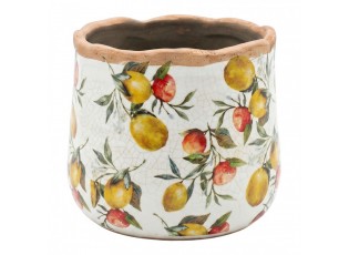 Keramický obal na květináč s citróny Lemon Grove M - Ø 14*12 cm