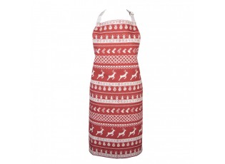 Červená bavlněná zástěra s jeleny Nordic Christmas New - 70*85 cm