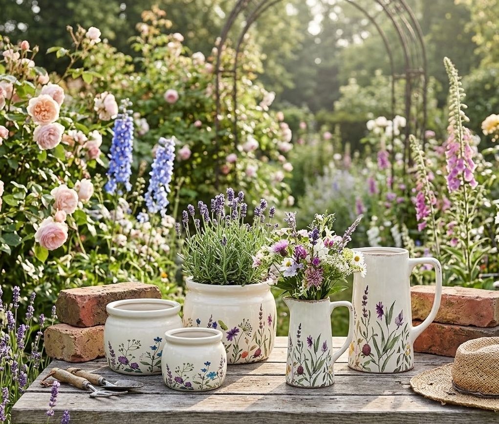 Keramický obal na květináč s lučními květy Rustic Flora L - Ø 20*15 cm Clayre & Eef Keramický obal na květináč s lučními květy Rustic Flora L - Ø 20*15 cm Clayre & Eef