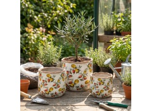 Keramický obal na květináč s citróny Lemon Grove M - Ø 14*12 cm
