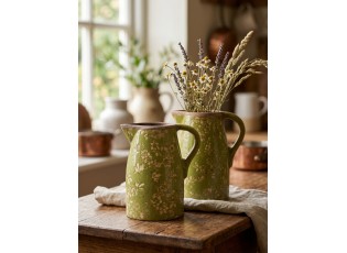 Zelený keramický džbán Rustic Wild Herb L - 20*16*24 cm