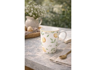 Bílý porcelánový hrnek s citróny Lemons & Leafs - 12*8*10 cm / 300 ml