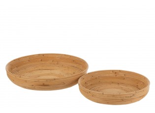 2ks přírodní ratanový podnos Rattan Boom - Ø 50*10 / Ø 40*8 cm
