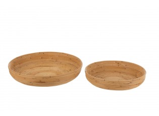 2ks přírodní ratanový podnos Rattan Boom - Ø 50*10 / Ø 40*8 cm