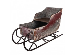 Červené antik kovové sáně - Vánoční nostalgie - 51*23*30 cm