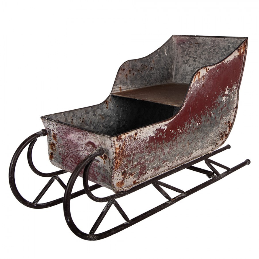 Červená antik dekorace sáně - 51*23*30 cm