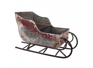 Červené antik kovové sáně - Vánoční nostalgie - 51*23*30 cm