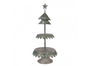 Zelený vintage dekorační etažér stromek Christmas Tree - Ø 32*75 cm