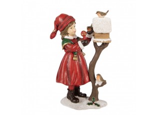 Kouzelná vánoční dekorace děvče u krmítka s ptáčky - 13*7*19 cm