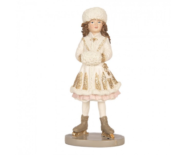 Vánoční béžová dekorace dívky - 8*7*18 cm Clayre & Eef