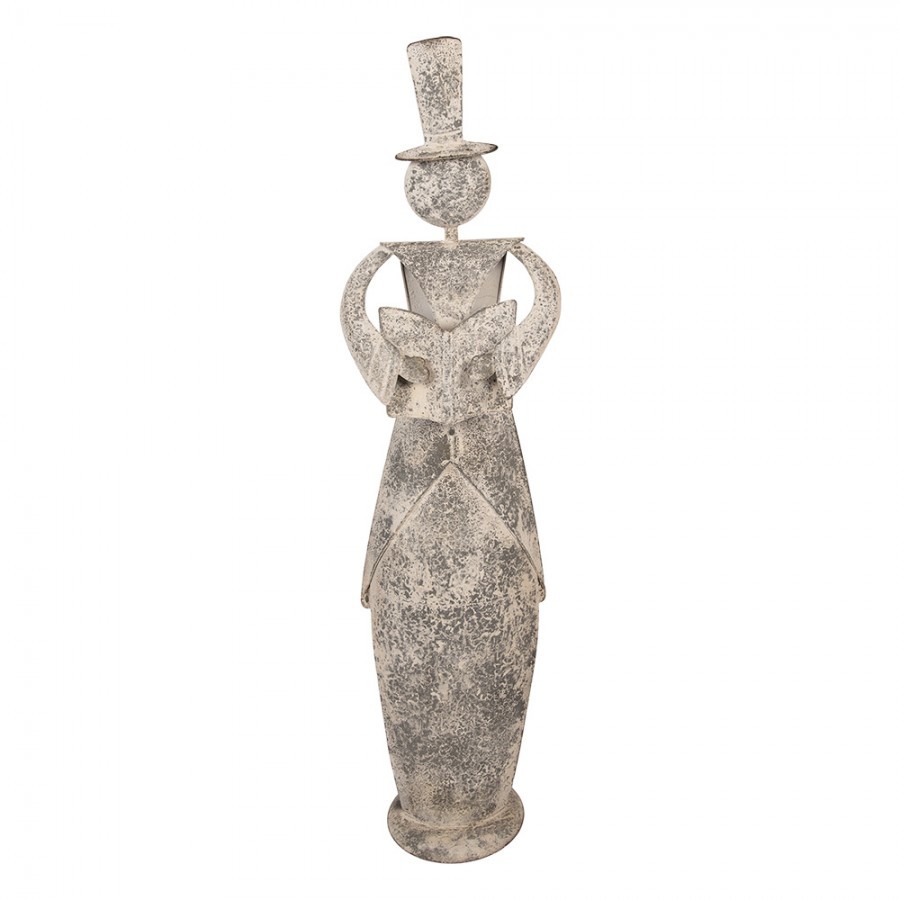 Šedá antik dekorace figurína anděl s knihou - 27*20*107 cm