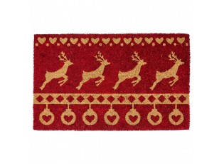 Červená kokosová rohožka s jeleny Nordic Christmas New - 75*45*1 cm