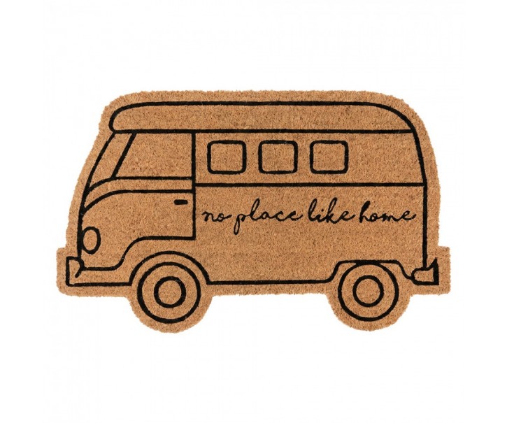 Hnědá kokosová rohožka ve tvaru autobusu - 75*45*1 cm Clayre & Eef