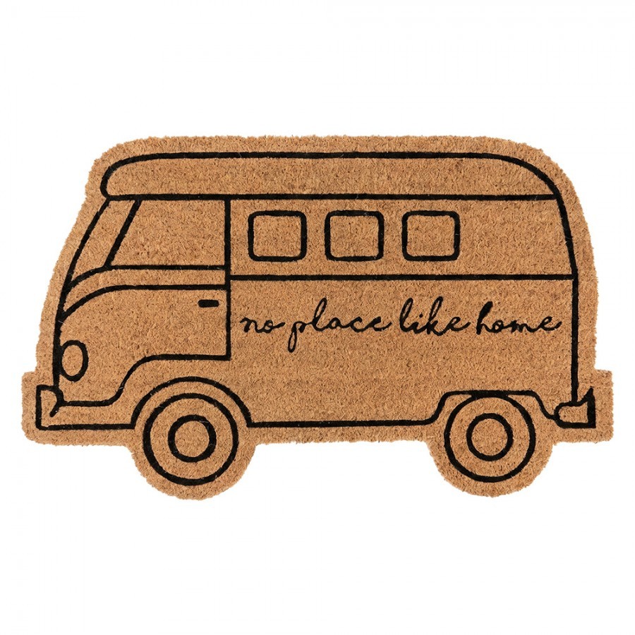 Hnědá kokosová rohožka ve tvaru autobusu - 75*45*1 cm