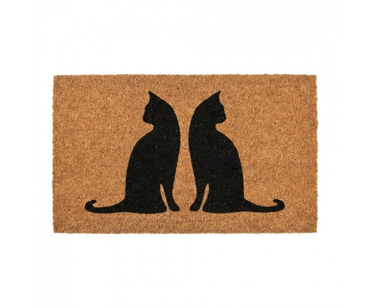 Hnědá kokosová rokožka s kočkami Cat - 75*45*1 cm Clayre & Eef