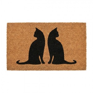 Hnědá kokosová rokožka s kočkami Cat - 75*45*1 cm