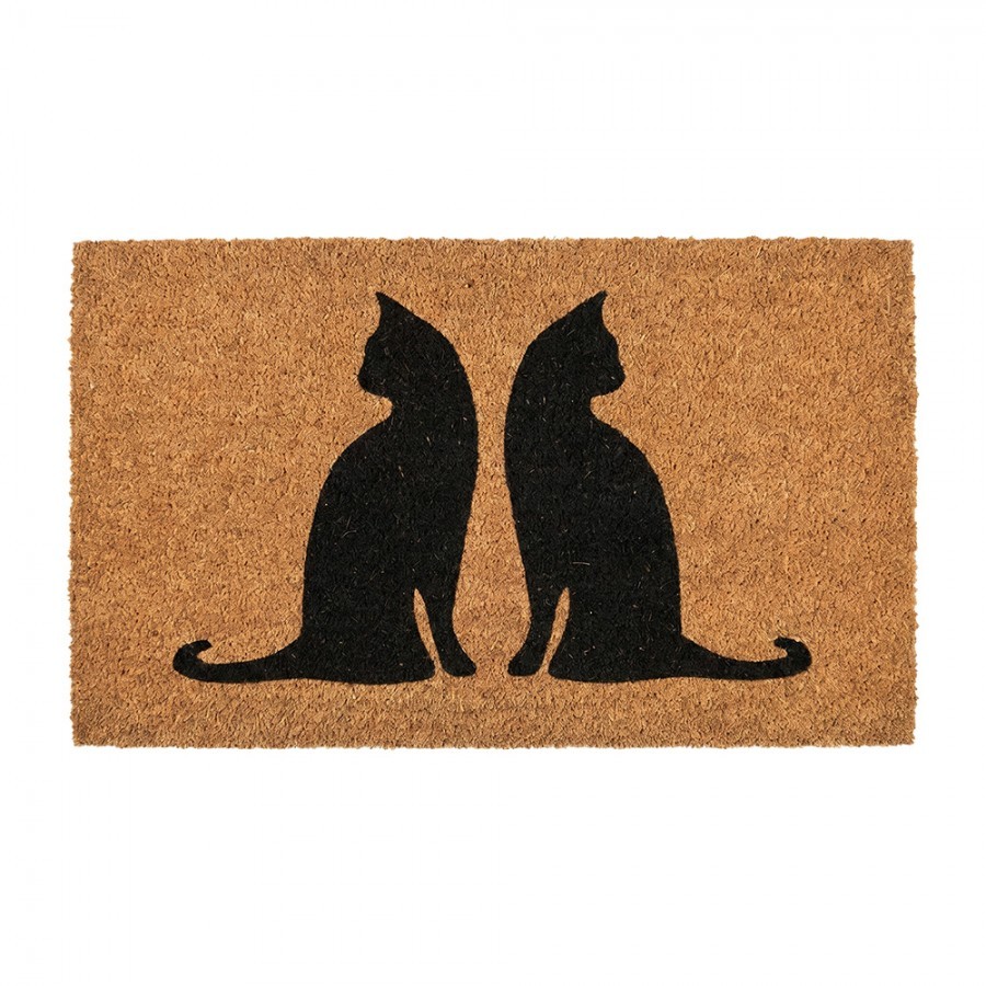Hnědá kokosová rokožka s kočkami Cat - 75*45*1 cm