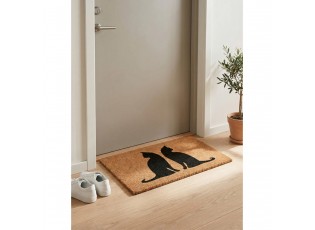 Hnědá kokosová rohožka s kočkami Cat - 75*45*1 cm