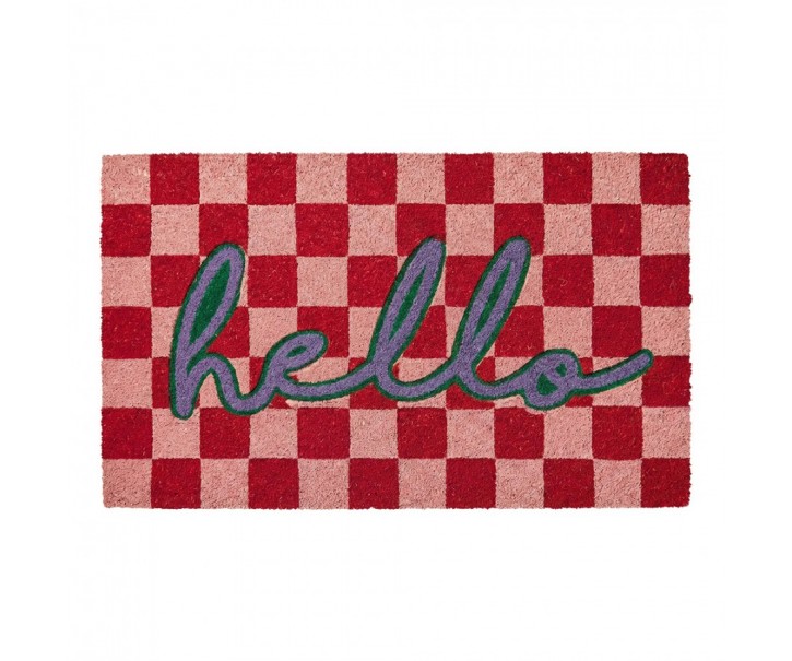 Barevná kokosová rokožka s nápisem Hello - 75*45*1 cm Clayre & Eef