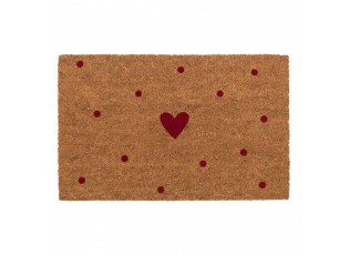 Hnědá kokosová rohožka se srdíčky Heart - 75*45*1 cm