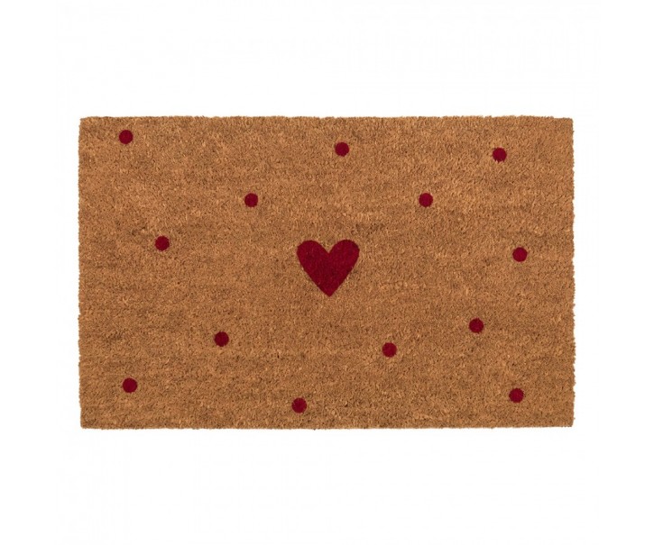 Hnědá kokosová rohožka se srdíčky Heart - 75*45*1 cm Clayre & Eef