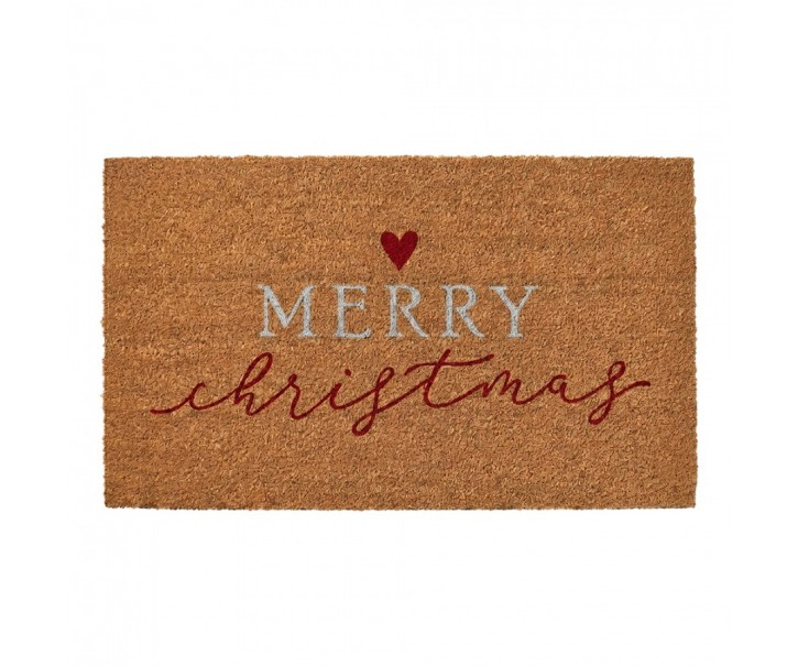 Hnědá kokosová rohožka Merry Christmas - 75*45*1 cm Clayre & Eef