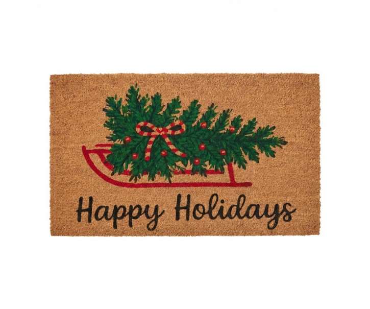 Vánoční kokosová rohožka Happy Holidays - 75*45*1 cm Clayre & Eef