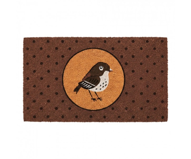 Hnědá kokosová rohožka s ptáčkem Bird - 75*45*1 cm Clayre & Eef