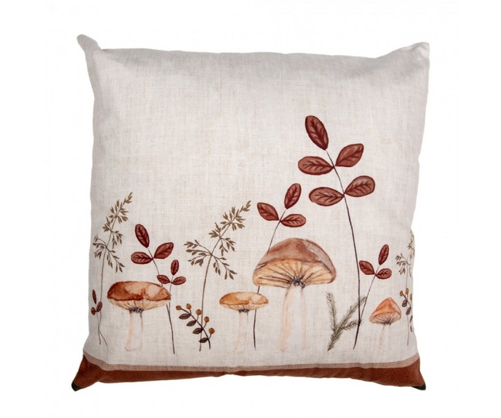 Béžový polštář s houbičkami Little Forest Jewels - 45*45*4 cm Clayre & Eef
