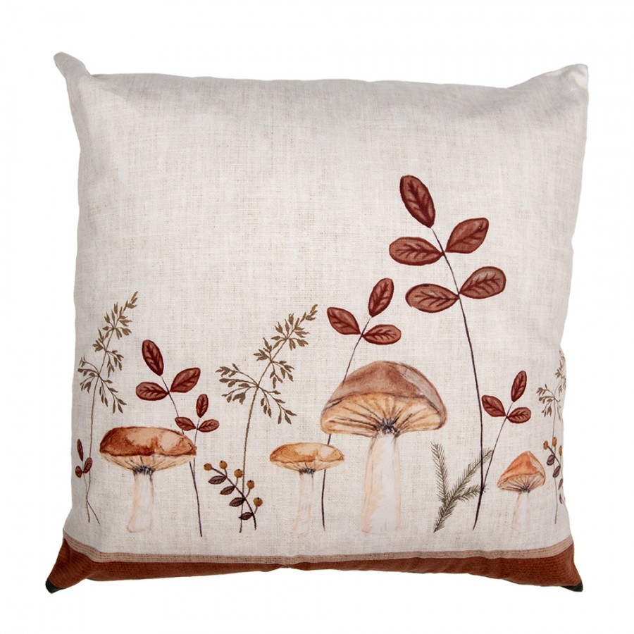 Béžový polštář s houbičkami Little Forest Jewels - 45*45*4 cm