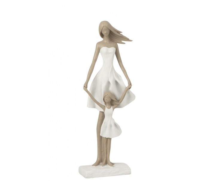 Bílo-taupe dekorace matka a dcera - 15*10*45 cm J-Line by Jolipa