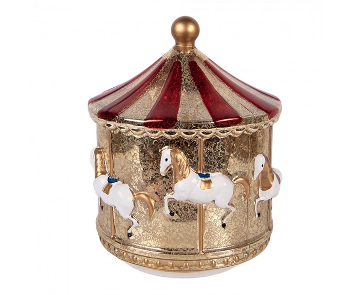 Zlatá svítící dekorace Christmas Carousel LED - Ø 15*17 cm / 3*AA Clayre & Eef