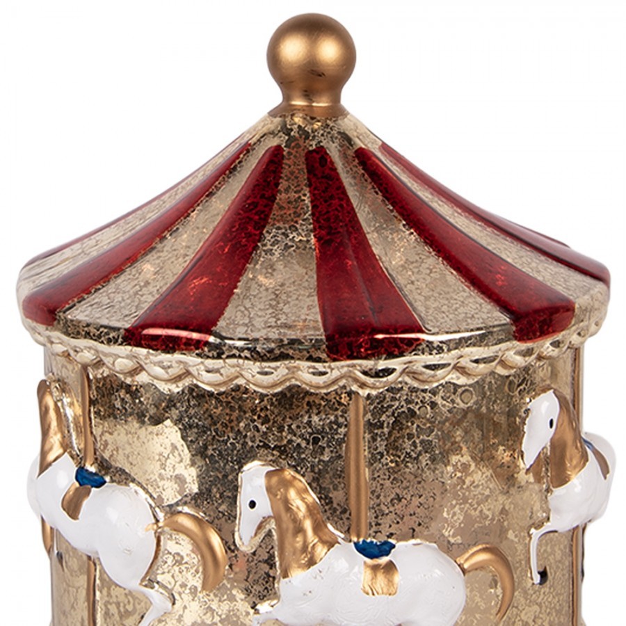 Zlatá svítící dekorace Christmas Carousel LED - Ø 15*17 cm / 3*AA Clayre & Eef Zlatá svítící dekorace Christmas Carousel LED - Ø 15*17 cm / 3*AA Clayre & Eef