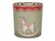 Skleněný svícen na čajovou svíčku houpací koník Rocking Horse - Ø 7*8 cm Clayre & Eef