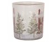 Skleněný svícen na čajovou svíčku Christmas House - Ø 7*8 cm Clayre & Eef