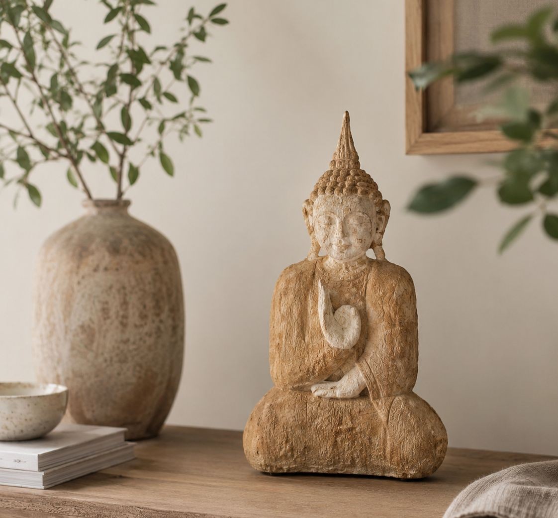 Béžová dekorace sedící Buddha - 24*17*40 cm J-Line by Jolipa Béžová dekorace sedící Buddha - 24*17*40 cm J-Line by Jolipa