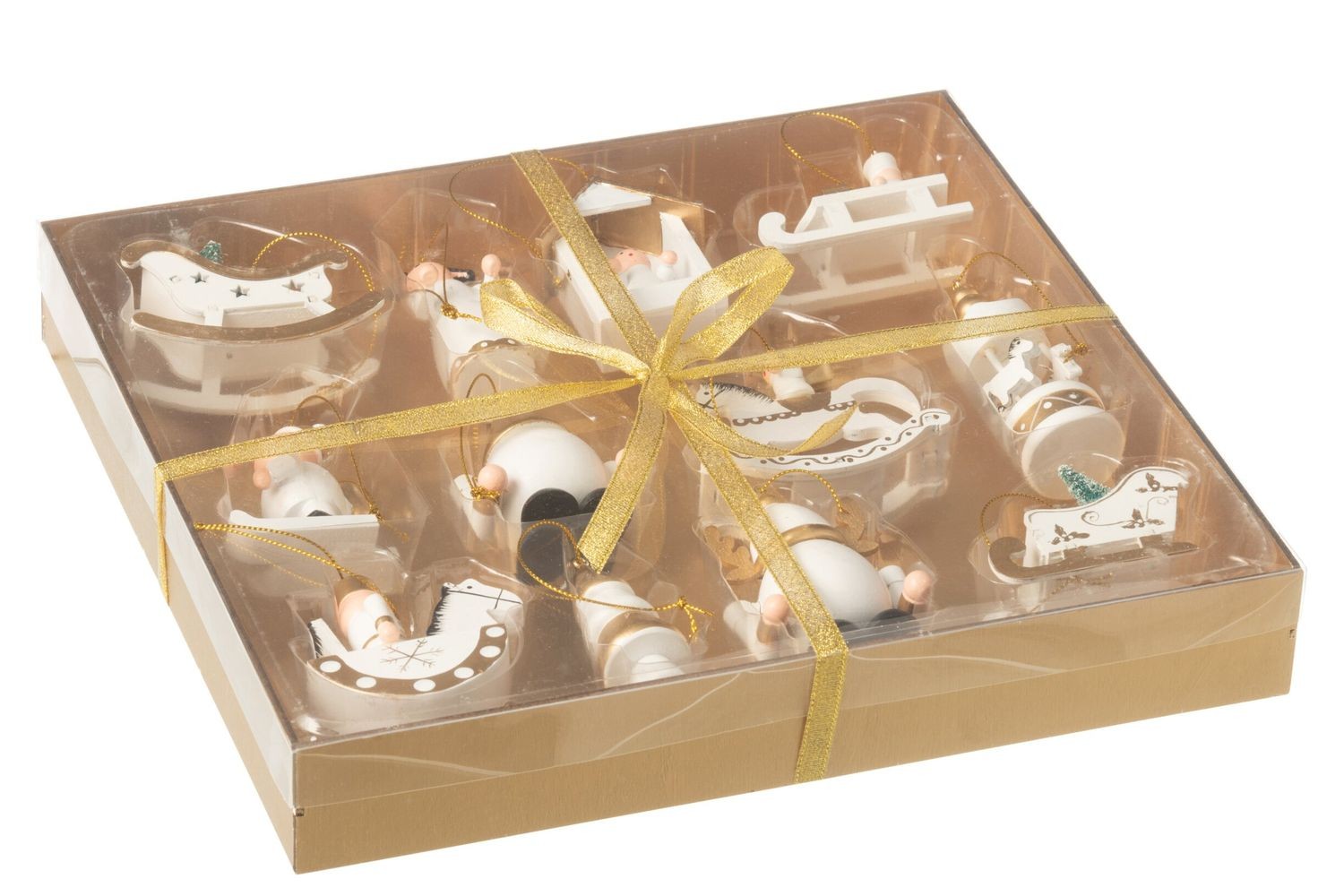 Set 12 ks závěsná vánoční dřevěná dekorace - 8*1*9 cm