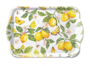 Bílý melaminový tácek s citróny Fresh Lemons - 13*21 cm