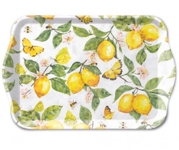 Bílý melaminový tácek s citróny Fresh Lemons - 13*21 cm Ostatn&iacute;