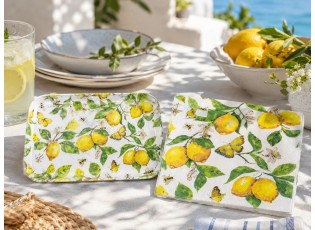 Bílý melaminový tácek s citróny Fresh Lemons - 13*21 cm