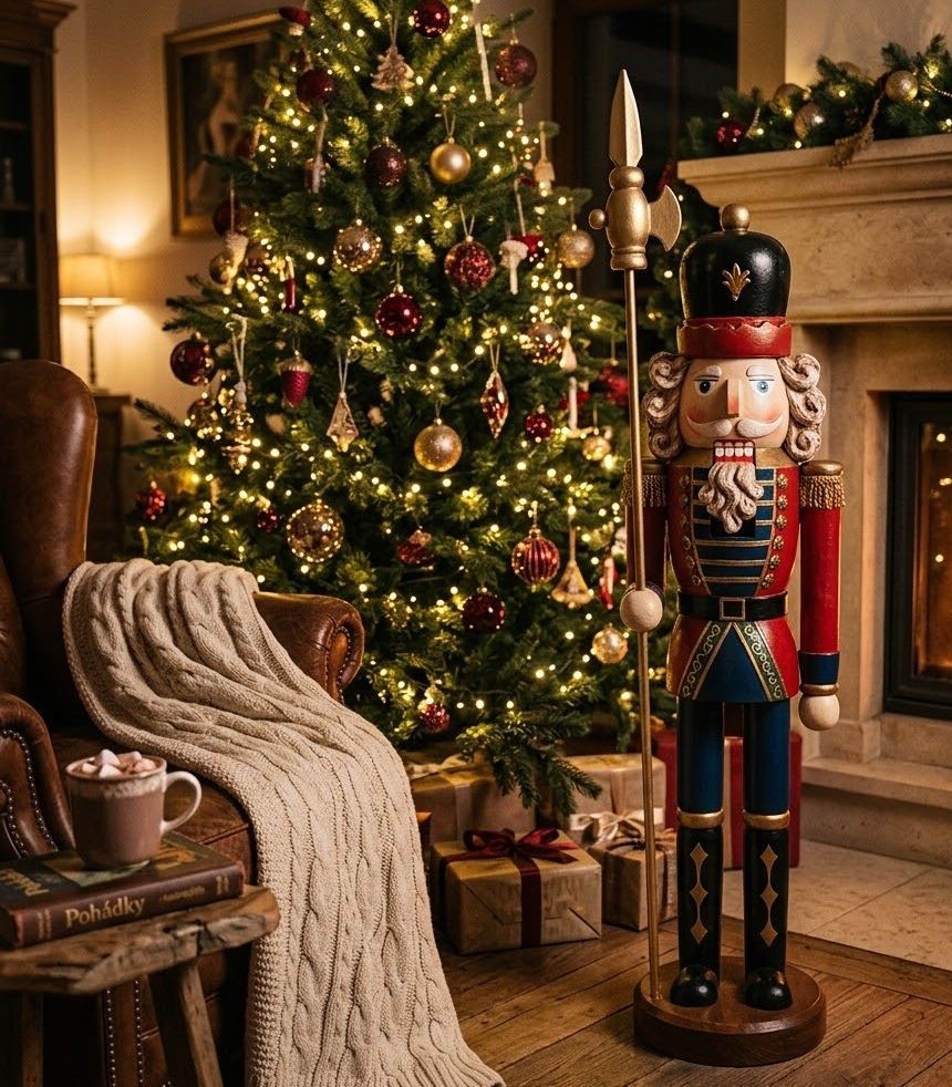 Velkoformátová dekorativní figurka Louskáček Nutcracker - 30*25*120 cm Clayre & Eef Velkoformátová dekorativní figurka Louskáček Nutcracker - 30*25*120 cm Clayre & Eef