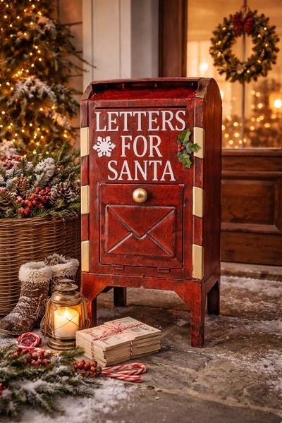 Červená kovová dekorační schránka Letters for Santa - 27*21*53 cm Clayre & Eef Červená kovová dekorační schránka Letters for Santa - 27*21*53 cm Clayre & Eef