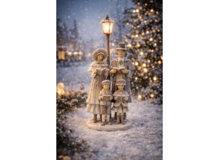 Béžová vánoční dekorace sbor Christmas Choir - 15*11*30 cm