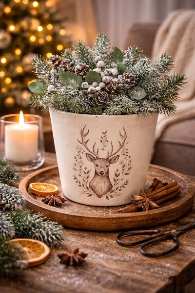 Béžový obal na květináč s jelenem Gentle Wilderness M - Ø 15*14 cm Clayre & Eef Béžový obal na květináč s jelenem Gentle Wilderness M - Ø 15*14 cm Clayre & Eef