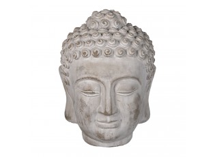 Dekorace šedá hlava Buddhy L antik - 17*17*24 cm