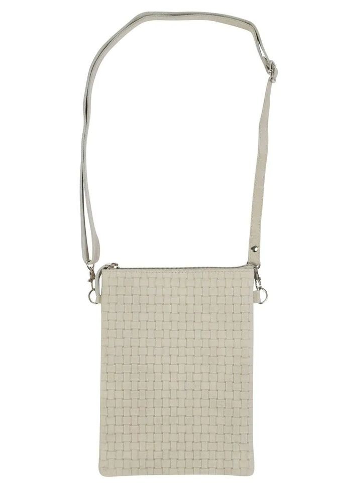 Béžová kožená crossbody kabelka - 23*17*1cm